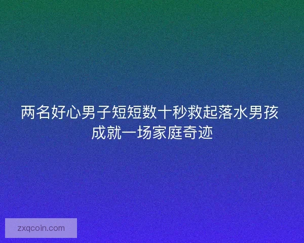 两名好心男子短短数十秒救起落水男孩 成就一场家庭奇迹